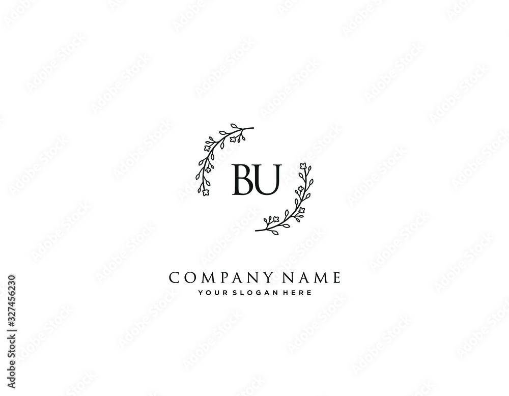 Wall mural bu initial letter elegant handwriting logo collection