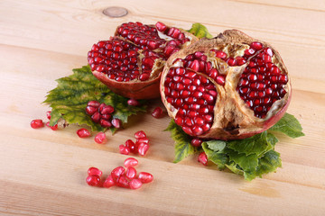 Pomegranate on table