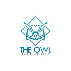 Owl Head Emblem. geometric owl head logo. vector illustration