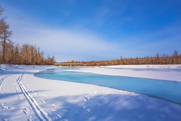 Wintry Bow River Landscape
