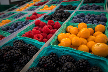 Assorted Berries - Gooseberry, Blueberry, Raspberry, Blackberry - at Market