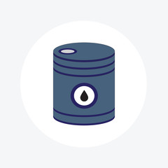 Oil drum container / barrel with sign flat vector icon