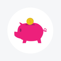 Piggy bank and gold coin icon