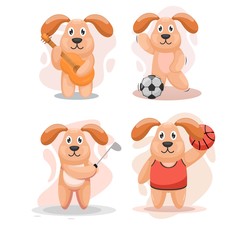adorable dog with the activity cartoon vector