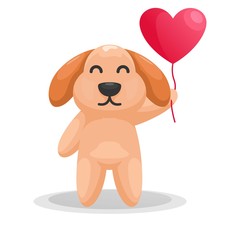cute dog with love balloon cartoon vector