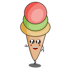 Simple design of illustration ice cream character 