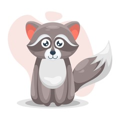adorable raccoon cartoon design vector