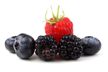 Blueberries, blackberries and raspberry