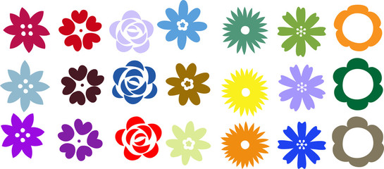 Colorful Hand-painted simple flower shape variation set