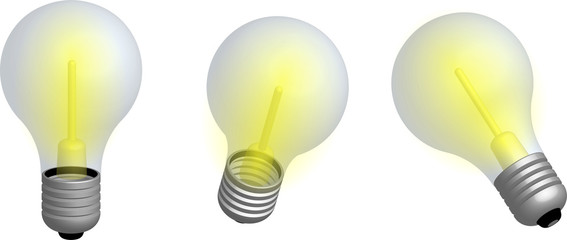 realistic incandescent lamp, multi-colored 3D illustration on a transparent background, isolated