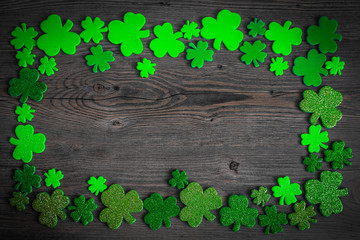 St. Patricks Day frame of shamrocks