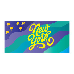 New York City with its flag as symbol of state of super power.