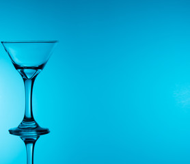 creative wine glass photography with blue background
