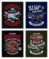 Vintage World War 2 Fighter Plane Graphic T-shirt Collection 