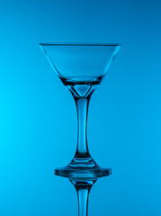 creative wine glass photography with blue background
