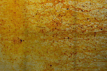 Dirty gas oven window covered with burnt grease and fat