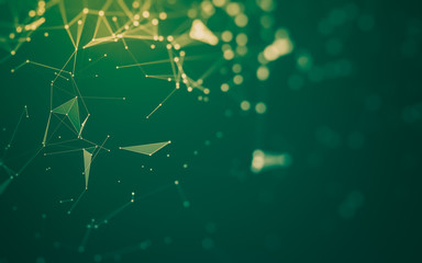 Abstract background. Molecules technology with polygonal shapes, connecting dots and lines. Connection structure. Big data visualization.