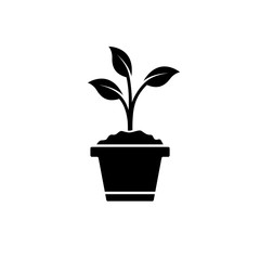 Plant in the pot. Vector icon on a white background.