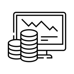 Online charts line icon, concept sign, outline vector illustration, linear symbol.