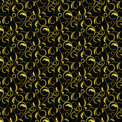 Element of Vine leaf pattern gradients gold on black background. Classic Backdrop for Poster, Vintage retro abstract cover. Brochure, card, Pattern printed shirt. Wrapping paper