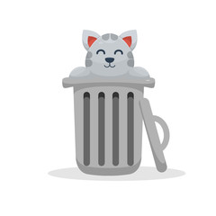 cat in the bucket cartoon vector