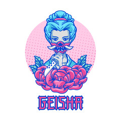 Geisha Mask Hand Drawing Illustratio