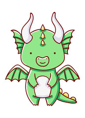 Character kawaii dragon cartoon cute hand drawn isolated on white background