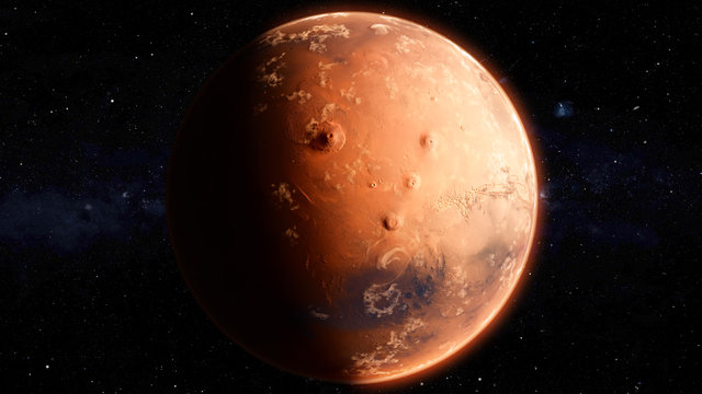 Orbiting Planet Mars. High quality 3d illustration