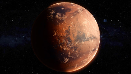 Orbiting Planet Mars. High quality 3d illustration