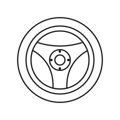 Steering wheel line icon vector on white background