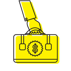 Businessman hand holding briefcase. vector illustration