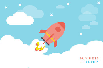 Start up business concept. rocket flying
