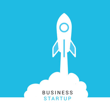 Business startup concept. rocket flying 