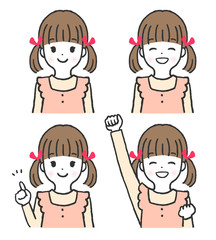 女の子のポーズのセット