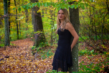 A girl in autumn forest
