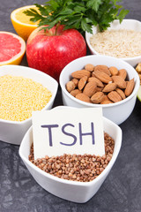 Dietary and beneficial eating for thyroid gland. Food containing vitamins and minerals