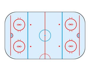 Vector of ice hockey rink. Sport field with ice and marking for hockey isolated on white. Flat. Vector illustration. Eps 10 vector