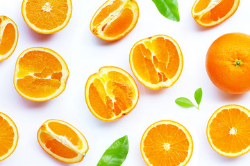 High vitamin C, Juicy and sweet. Fresh orange fruit on white.