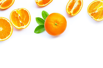 High vitamin C, Juicy and sweet. Fresh orange fruit on white.