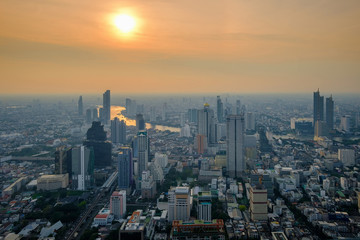 Fototapeta na wymiar Bangkok evening view in the business district
