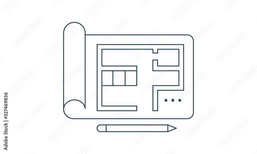 Poster blueprint icon for building plans and architecture