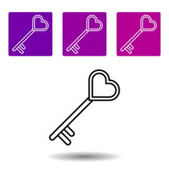 heart key icon . Simple outline vector of Love purple set for UI and UX, website or mobile application