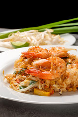 Thai food Pad thai with fresh shrimp