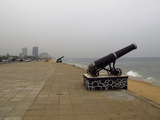 The gun on the seafront in Colombo, Sri Lanka