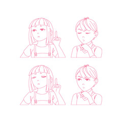 Kids vector avatars. boys and girls faces. Children characters profile pictures. Portrait cartoon elements