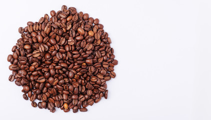 Coffee beans on a white background.
