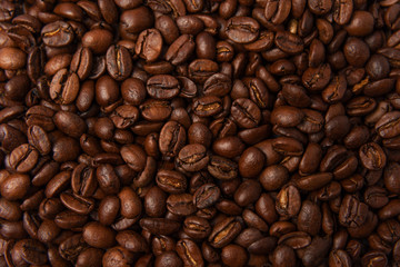 Coffee beans on a white background.
