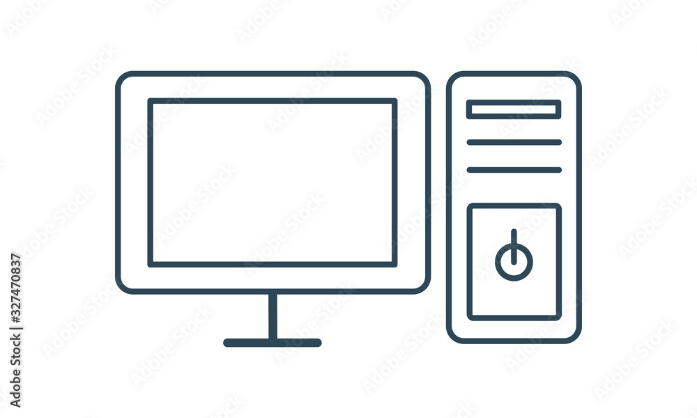 Aufkleber desktop computer icon for digital workspaces and technology