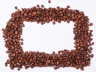Coffee beans on a white background.