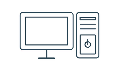 Desktop computer icon for digital workspaces and technology